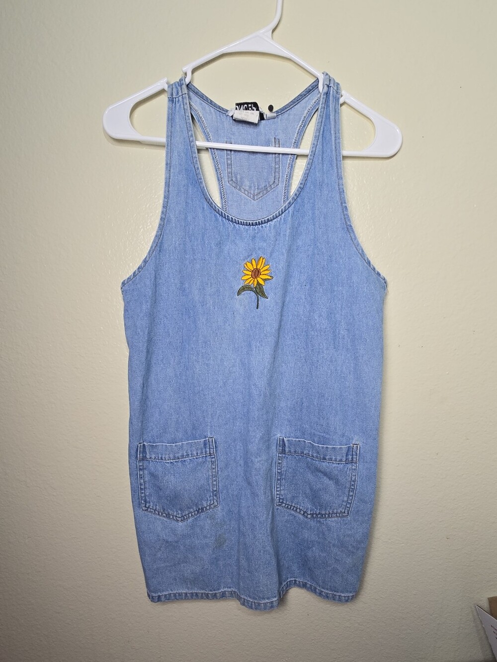 Vintage California Concepts Sunflower Embroidered Light Blue Denim Dress